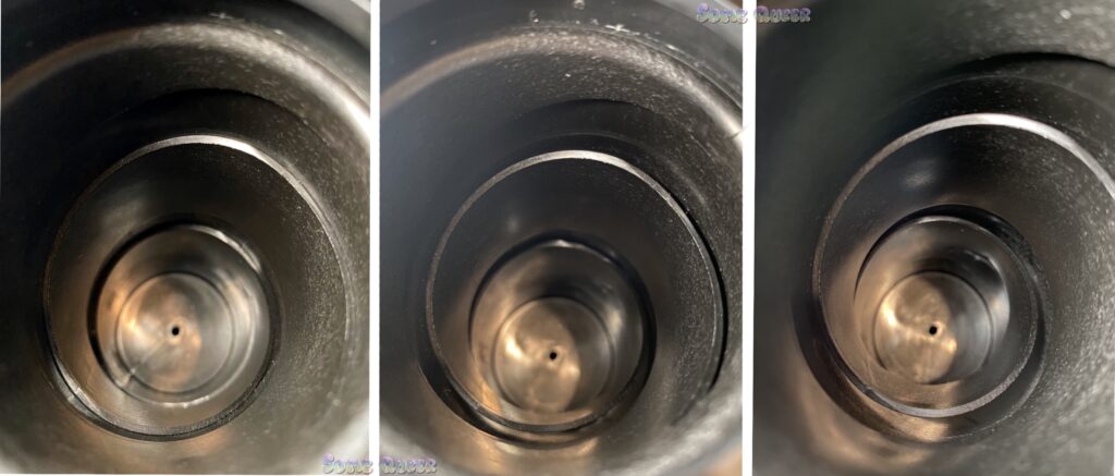 Progression picture of the twisting function inside the Cupsland Twirl 1.0 case. There are 3 pictures that display each setting of the twisting function. 